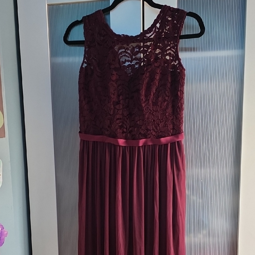 David's Bridal Burgundy Lace Kids Dress